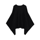 MQTIME  -  Elegant Brown Loose Cape-style Knit Pullovers Women Chic O-Neck Thick Sweater Autumn Winter Office Lady Knitwear Tops