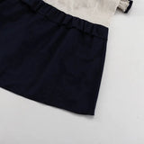 MQTIME  -  New Linen Contrast Cardigan Dress Design Sense Ruffle Sleeve Temperament Waist Slit Long Skirt