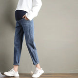 Mqtime Pregnancy Abdominal Pants Boyfriend Jeans Maternity Pants For Pregnant Women Clothes High Waist Trousers Loose Denim Jeans