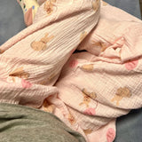 MQTIME  -  Pink Rabbit Crepe Cloth Gauze Sleeping Pants for Women Autumn/Winter Cute Home Sleeping Bottoms Loose Comfortable Pajama Pants