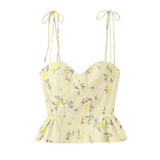  MQTIME  -  Chic Elegant Corset Top Backless Short Cami Tops New Summer Fashion Floral Printed Sexy Party Night Tops