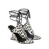 MQTIME  -  Women's Summer Trendy Irregular High Heels Cross Tie Toe Sandals European and American Fashion Banquet Walking Shoes