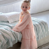 MQTIME  -  Spring Children Toddler Girls New Elegant Lace Dress Sweet Princess Solid Color Cotton Long Dress Kids Baby Ruffle Dress