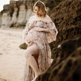 MQTIME  -  Bohemian Photo Shooting Pregnancy Dress Printed chiffon elegant off shoulder dress Photo Shoot Photography Dress For Women