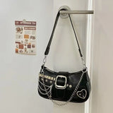  MQTIME  -  Retro American Style Y2k Metal Rivets Large Capacity Armpit Bag Super Cool Pu Pink Storage Bag Women Bags Single Shoulder Bag