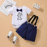 MQTIME  -  2Piece Summer Baby Boy Outfit Set Korean Cartoon Cute Print Short Sleeve Newborn Jumpsuit Bodysuit+Shorts Toddler Clothes BC1766