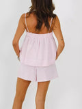 MQTIME  -  Y2K Striped Pajama Set Women 2 Piece Camisole Babydoll Tops and Striped Boxer Shorts Matching Pj Set Lounge Sets