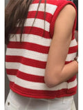 MQTIME  -  Striped Knit Waistcoat Women Summer Casual Sleeveless Women's Tank Top With Button European Style Female Chic Tops