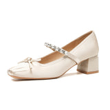 MQTIME  -  Fashion New Autumn High Heels Women's Summer Thick Heel Single Shoes Square Head Butterfly Women's Shoes