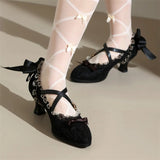 MQTIME  -  Women Bow Tie Heeled Mary Jane Pumps Elegant Trendy Cosplay Dress Fashion Party Pumps Comfort Casual Sandals