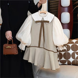 MQTIME  -  Baby Girl Princess Bow Dress Long Sleeve Infant Toddler Teen Child Peter Pan Collar Vestido Party Birthday Baby Clothes 1-12Y