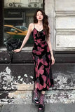 MQTIME  -  Elegant Vintage Slim Print Midi Dresses for Women Sleeveless Spaghetti Strap Red Butterfly Fashion Women's Clothing Summer 2024