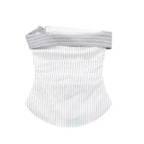 MQTIME  - Summer 2024 European and American Style Women's New Style Fashionable and Versatile Slim Asymmetric Button Striped Tube Top