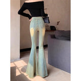 Mqtime Y2K Streetwear Distressed Bleached Casual Jeans Women 2024 Spring New High Waist Sexy Slim Washed Denim Wide Leg Pants