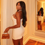 MQTIME  -  Fashionable New Sexy Backless Slim Bodycon Halter Strapless Solid Mini Dress for Women Sleeveless Valentine's Day Dresses