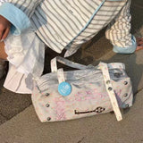 MQTIME  -  Large Capacity Bag Women's Handheld Fitness Bag Short Trip Luggage Bag Universal Airplane Bag Nylon Embroidered Shoulder Bag