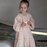 MQTIME  -  Spring Children Toddler Girls New Elegant Lace Dress Sweet Princess Solid Color Cotton Long Dress Kids Baby Ruffle Dress