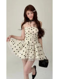 MQTIME  -  Summer Arrival Women Sweet Two Piece Set French Style Polka Dot Waist Pleated Blouse High Waist Short Skirt Fashion Outfit