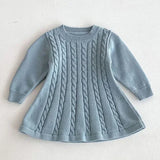  MQTIME  -  New Autumn Kids Princess Dress European American Style Baby Girls Knitting Dress Short Sleeved Solid Color Knitted Clothes