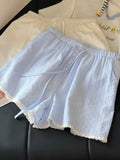  MQTIME  -  Summer Sweet Striped Print All Match Loose Casual  High Waist Straight Shorts