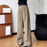 MQTIME  -  Casual Dress Pants Wide-leg Pants All-season Wear Basic Style Stylish Wide-leg Corduroy Trousers Basic Pants S