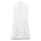 MQTIME  -  White Embroidery Straight Fashion Short Dress 2025 New Hollow Out Lace-ups Sleeveless Women Dress Streetwear Female Clothing
