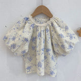 MQTIME  -  New Summer Baby Girl Clothes Suit Short Sleeved Cotton Flower Printed T-shirt+Skirt 3-7Yrs Children Clothing Set