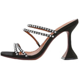 MQTIME  -  Square Sandals Women's Summer Roman Women's Shoes with Open-toed Rhinestone Slippers Women