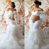 MQTIME  -  White Two Pieces Prom Dresses Pregnancy Babyshower Outfit Robe Wedding Party Dresses Women Birthday Photoshoot Dress Customized