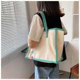 MQTIME  -  Casual Large Capaci Canvas oulder Bag Handbag Artistic Tote Bag Trendy New Ins Big Bag Soft Foldable Magnetic Bule