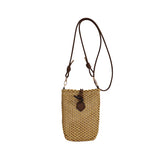 MQTIME  -  Simple Handwoven Straw Cute Mini Crossbody Bucket Bag Ladies  Phone Shoulder Bags Summer Travel Beach Handbags and Puses