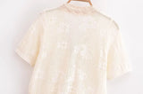 MQTIME  -  New Knit Tops Femme Romantic V Neck Button Down Short Sleeve Chic Top Single Breasted Beach T Shirts Sexy Crop Tops