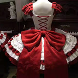 MQTIME  -  Red and White Strawberry Ballet Style Lolita Bow Princess Dress Young Girls Birthday Lolita Tutu Dress Flower Girls Party Dress