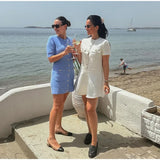MQTIME  -  Elegant Knitted Short Dresses Women Solid Single Breasted Mini Dress Short Sleeve Pocket Slim Hip Vestidos 2025 Lady Fashion New