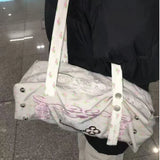 MQTIME  -  Large Capacity Bag Women's Handheld Fitness Bag Short Trip Luggage Bag Universal Airplane Bag Nylon Embroidered Shoulder Bag