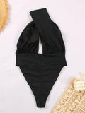 MQTIME  -  Sexy One Shoulder High Waist One Piece Swimsuit Women Beach Backless Swimsuit New All Season Solid One Piece Swimsuit