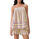 MQTIME  -  Women Y2k Aesthetic 2 Piece Outfits Sets Sexy Sleeveless Loose Cami Tops Wide Leg Shorts Loungewear Striped Summer Shorts Sets