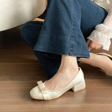  MQTIME  -  Sweet Butterfly-knot Women Satin Mary Jane Shoes Concise Slip On Low Heel Party Shoes New Spring Autumn Ladies Dress Pumps