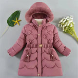  MQTIME  -  Kids Winter Outerwear Girls Padded Warm Down Jackets Children Thicken Hooded Outerwear Teenager Plus Velvet Parkas Kids Clothing