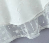  MQTIME  -  Vacation Mesh Lace Skirt Long Hollow Summer Tie Waist New Design White
