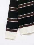  MQTIME  -  Women Fashion Striped Print Knitted Sweaters 2026 Star Same Style Long Sleeve Female Pullovers Elegant Chic Knitwear Top