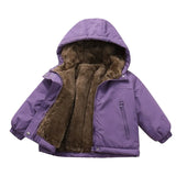 MQTIME  -   Winter Children Thickened Warm Jacket Boys Girls Fleece-lined Hooded Cotton Coat Soft Baby Sportswear Kids Outdoor School Outfit
