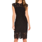MQTIME  -  Lace Dress Ruffled Neck Slim Fit Party Dress Short Sleeve Hollow Out Elegant Wine Red Vestidos Femme Evening Robes