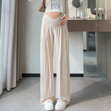 Mqtime Slouchy Style Pants for Maternity Summer Wide Leg Loose Straight Across V Trousers for Pregnant Women Yamamoto Youth Pregnancy