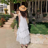 MQTIME  -  Fairy White Dress Seaside Vacation Beach Dress Premium French Long Halter Summer Loose Dress