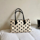  MQTIME  -  Women Polka Dot Canvas Tote Bag Long Top Handles Daily School Shopping Shoulder Bags New Trend Fashion Handbag Unbranded