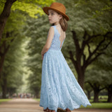 MQTIME  -  Big Size Princess Girls Cotton Lace Party Long Dress Baby Kids Flower Girl Wedding Birthday Children Clothing For 2-14 Years