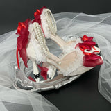 MQTIME  -  pointed toe heel white red y2k high heel Lolita wedding shoes bridal heel bow pearl Y2k boots heel lace stiletto heels
