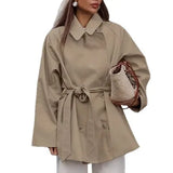 MQTIME  -  New Design Trench Coat Women's Long Khaki Workwear Style Lace-up Autumn Long Sleeve Jacket