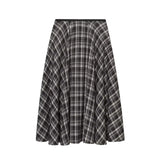 MQTIME  -  Autumn Vintage Plaid Print Long Skirts For Women Chic Zip-up High Waist Ruffles Skirts Winter Fashion Party Female Skirts